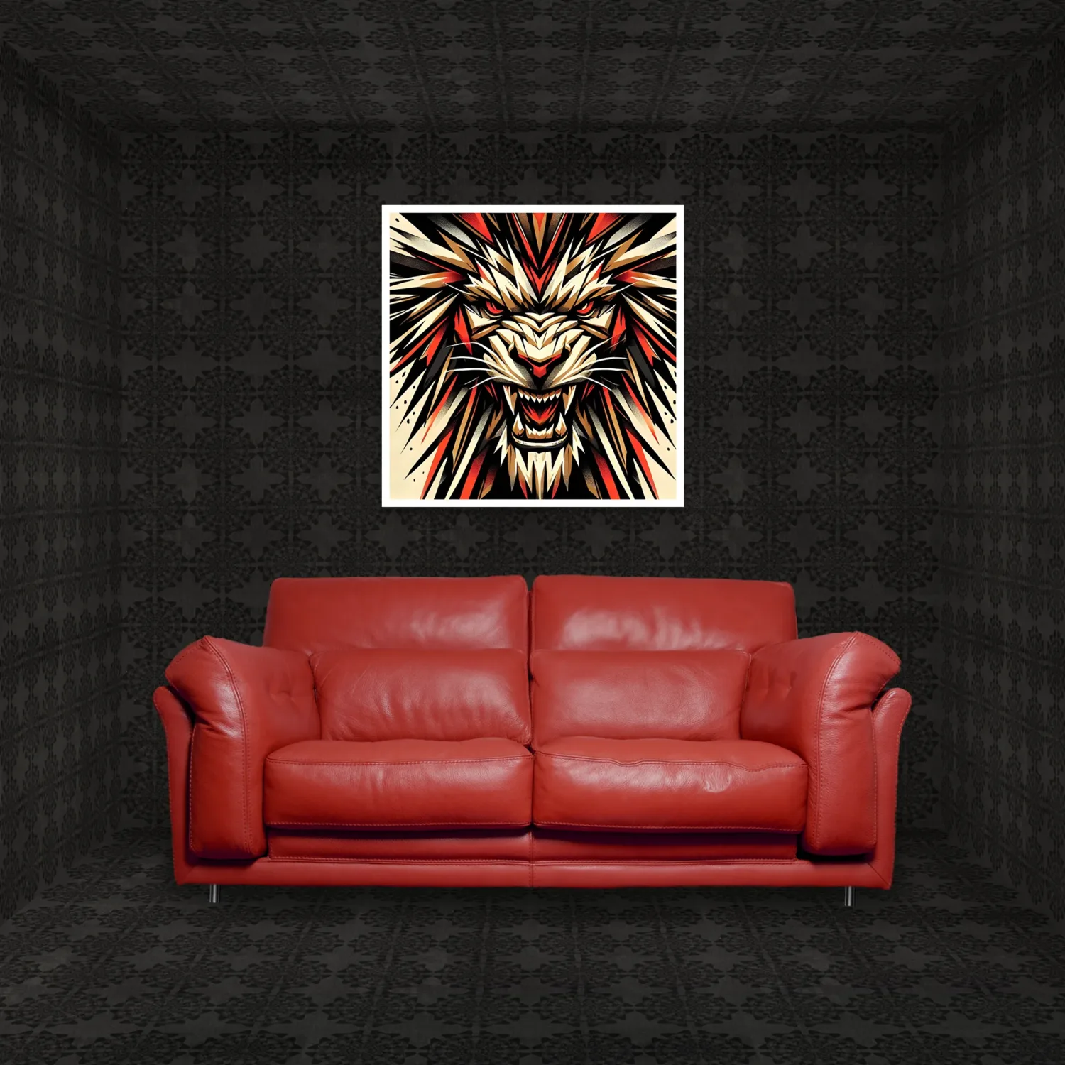 Artistic and Unique Minimal Abstract Lion For Wall Decor (ESVL004) | Digital Download