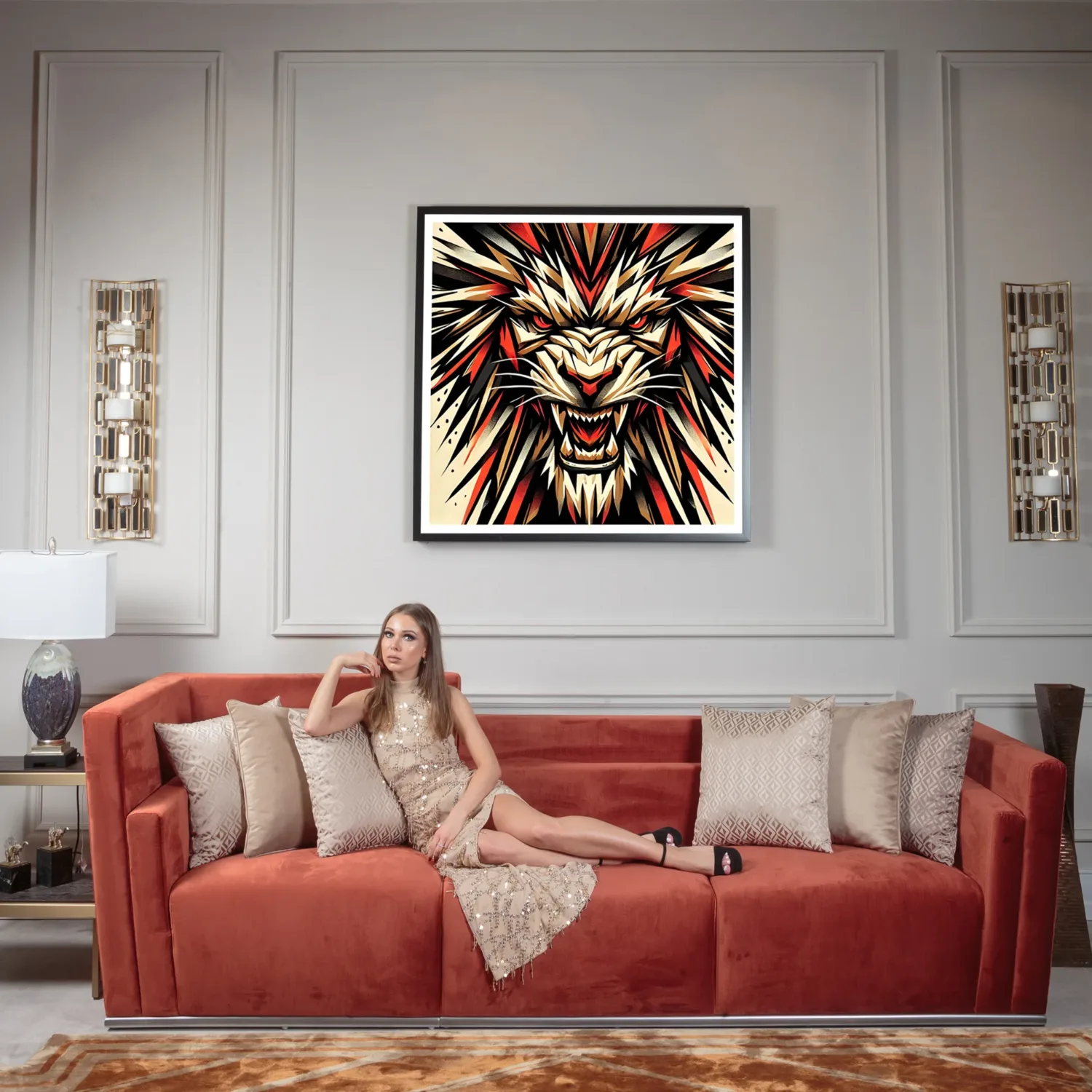 Artistic and Unique Minimal Abstract Lion For Wall Decor (ESVL004) | Digital Download - Image 2