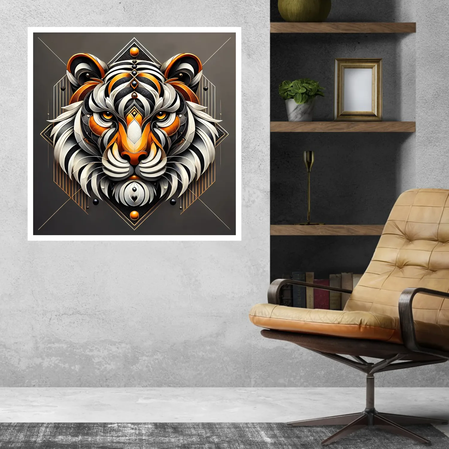 Modern Abstract Representation of A tiger's Face Wall Art | Digital Download (ESFT004) - Image 3