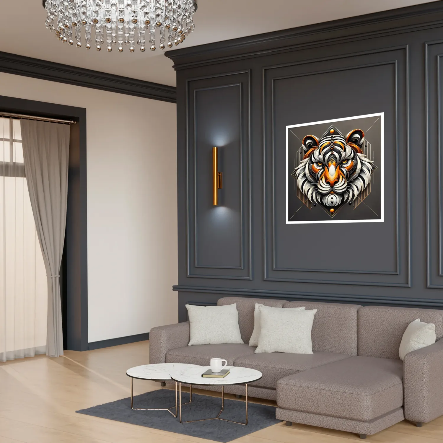 Modern Abstract Representation of A tiger's Face Wall Art | Digital Download (ESFT004) - Image 4