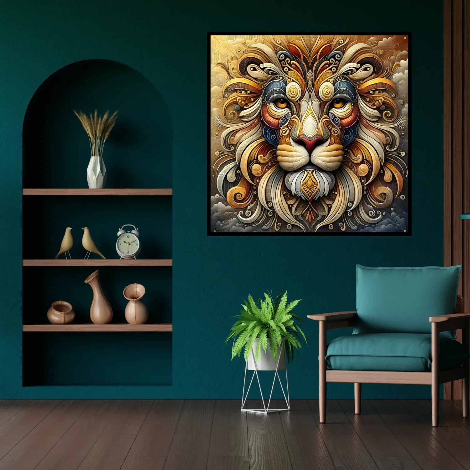 Artistic and Unique Portrait Lion For Wall Decor (ESVL002) | Vicious Lion | Digital Download